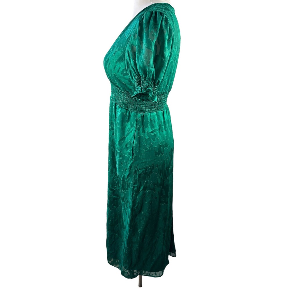 Hutch Empire Smocked Ruffle Short Sleeve Maxi Dress Holiday Green Pockets Size 6 - Picture 11 of 16